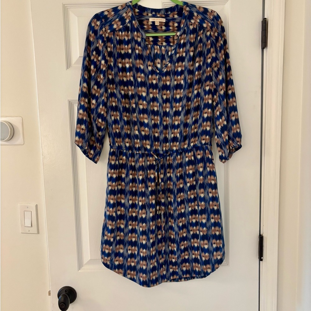 Skies Are Blue Navy and Tan 3/4 Sleeve Dress
